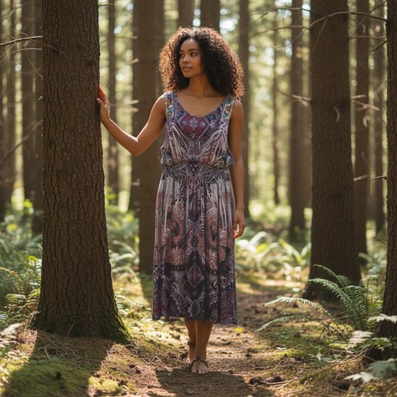 Unity in Diversity Dresses & Skirts - Unity World Wear Dress Embroidered Boho Festival Purple Paisley Floral Womens L